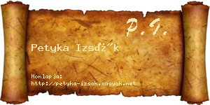 Petyka Izsák névjegykártya
